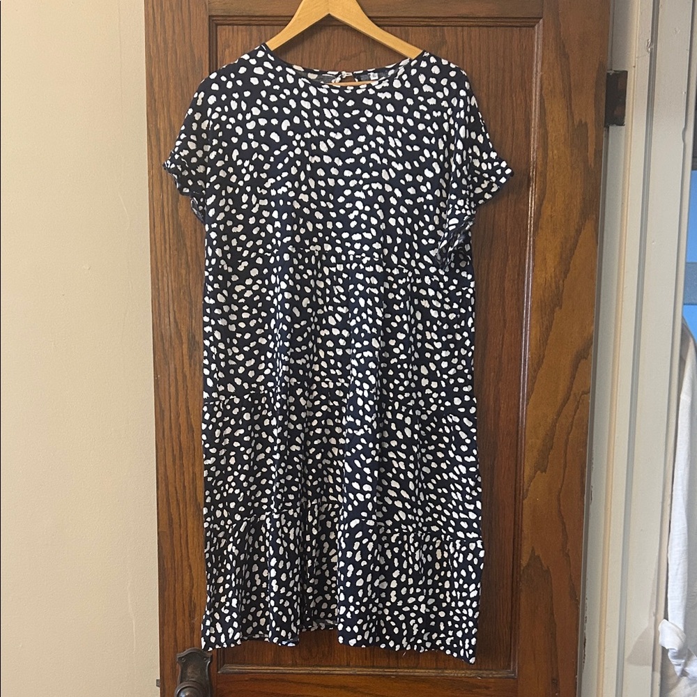 Navy and White Polka Dot Babydoll Dress